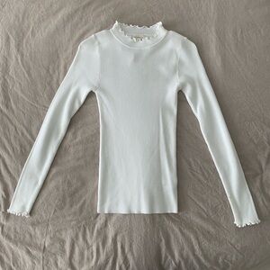 Ivory Ribbed Mock Neck Sweater